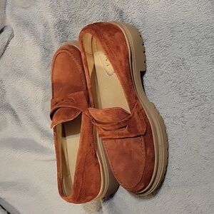 Patina by Portland Leather Zoe chunky loafer in Brick, sz 9